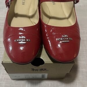 Coach Red Patent Leather Mary Jane Flats
